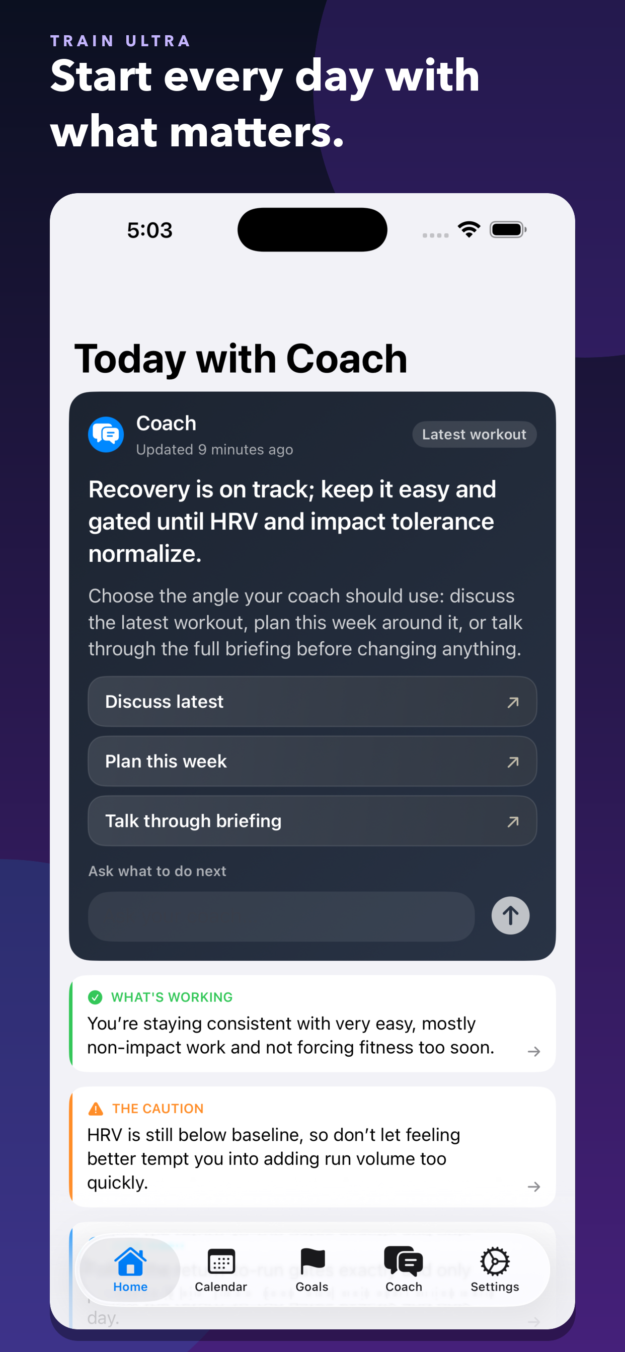 Train Ultra Today with Coach briefing